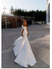 One Shoulder Beaded White Lace Satin Slit Sexy Wedding Dress One Shoulder Beaded White Lace Satin Slit Sexy Wedding Dress